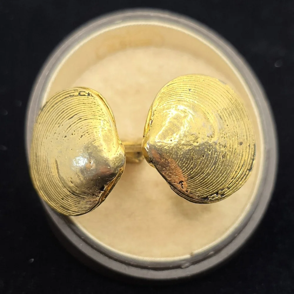 Sterling Charles Walker Original Clam Shell Cufflinks Vermeil Heavy